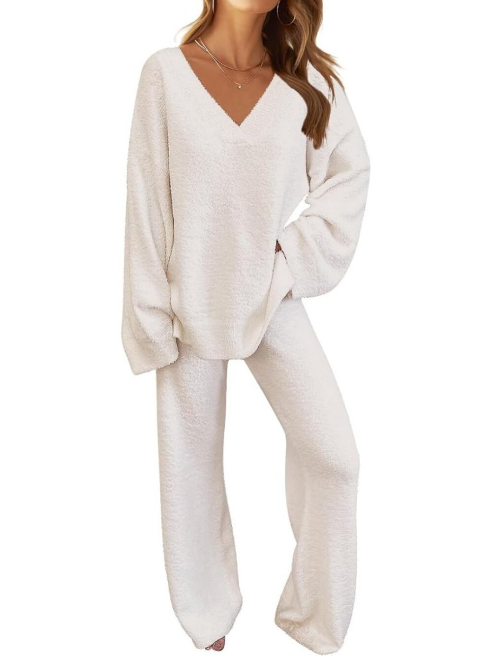 Cozy Women's Fall Fleece 2-Piece Lounge Set | Comfy Pajama Outfit for Relaxing